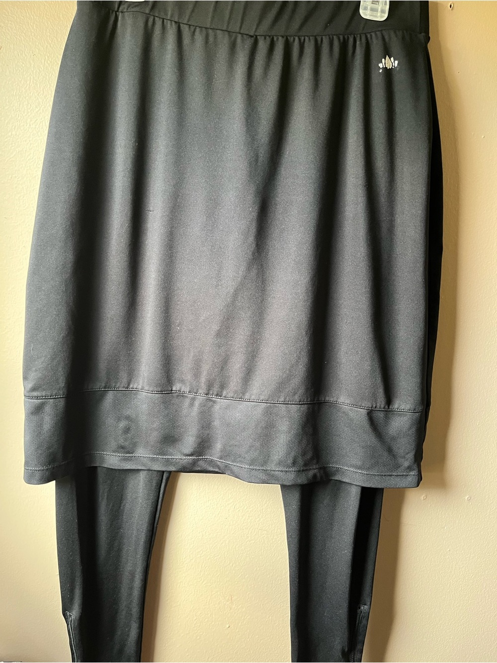 Black Active Midi Skirt with Attached Leggings